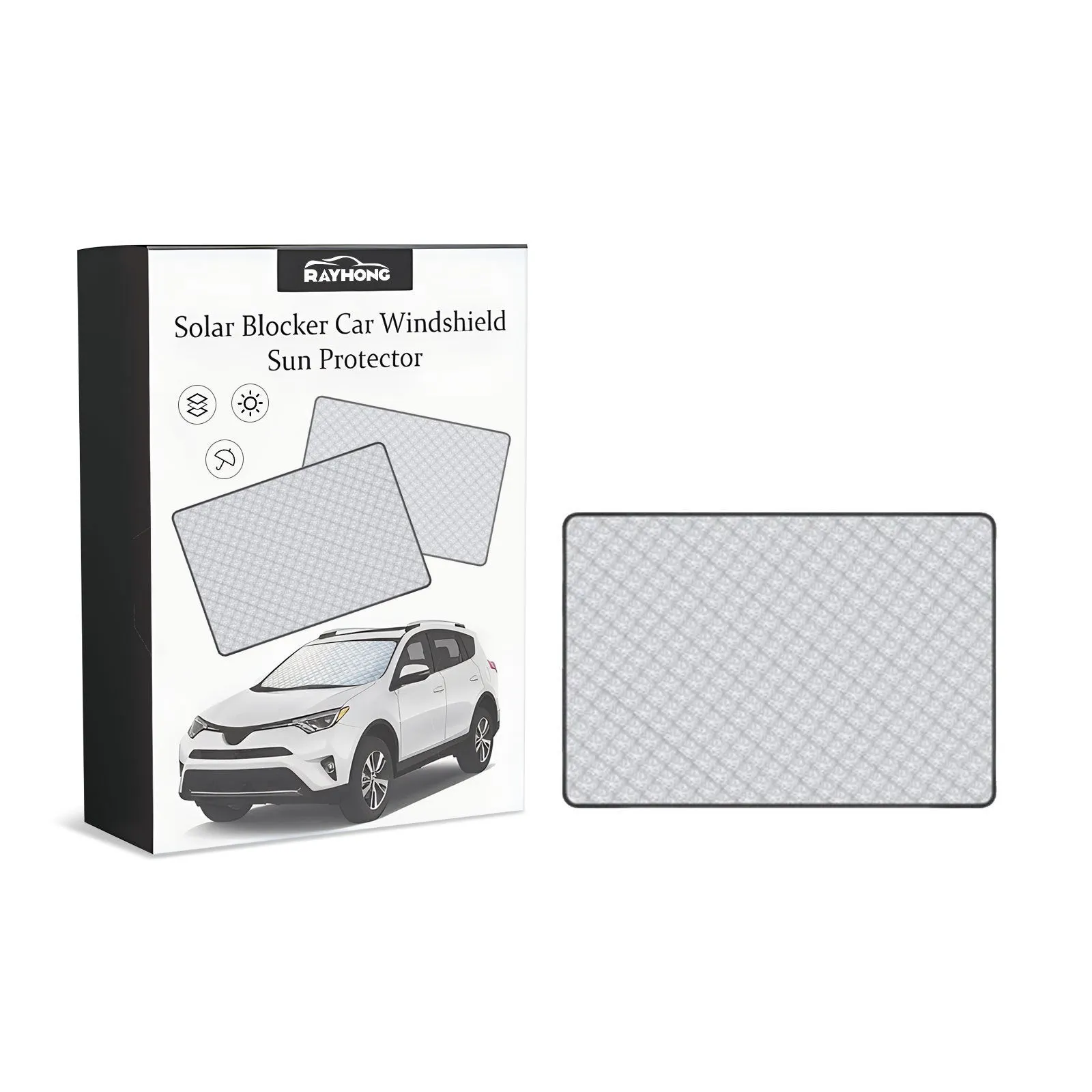 Front car windscreen aluminium film frost cover measuring 140 by 95 cm with reflective surface