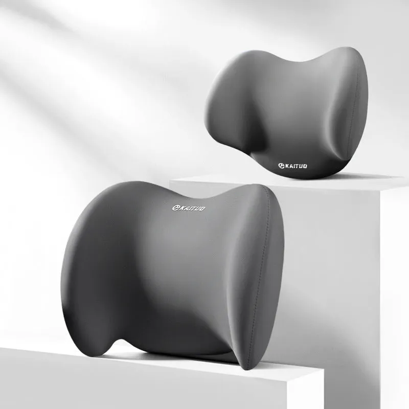 Automotive headrest and lumbar support pillows with geometric pattern in multiple colour options
