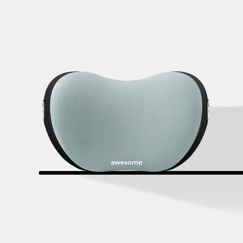 Automotive headrest and lumbar support pillow set in coordinated colours for car comfort