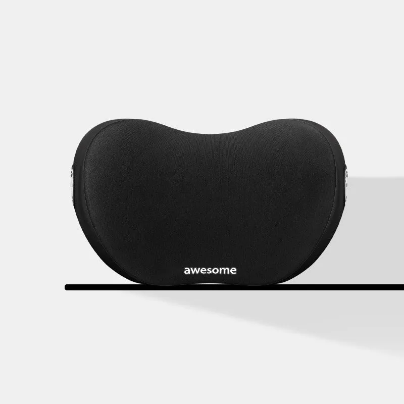 Automotive headrest and lumbar support pillow set in coordinated colours for car comfort