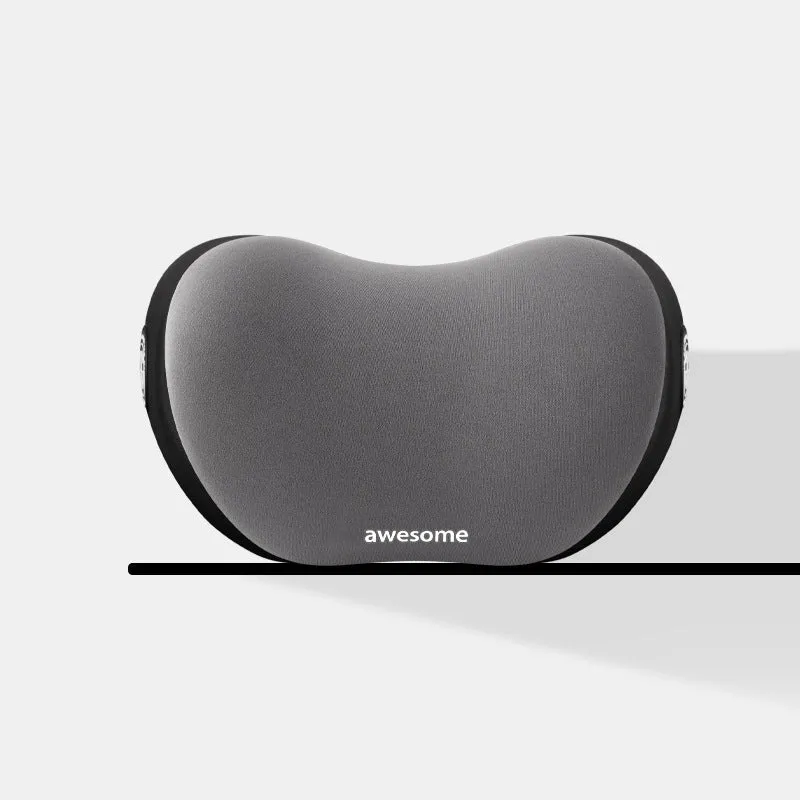 Automotive headrest and lumbar support pillow set in coordinated colours for car comfort