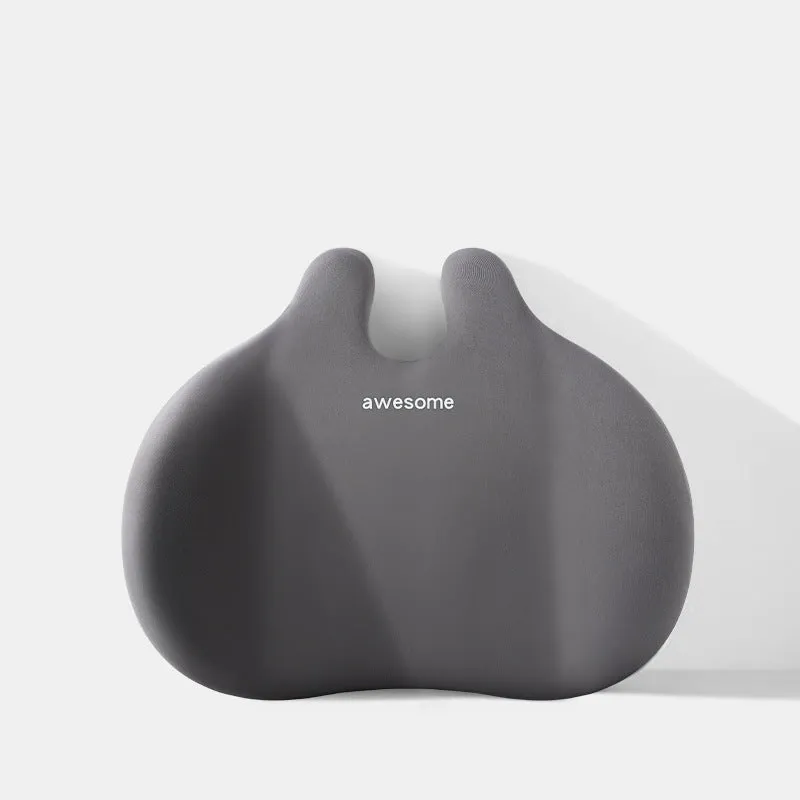 Automotive headrest and lumbar support pillow set in coordinated colours for car comfort