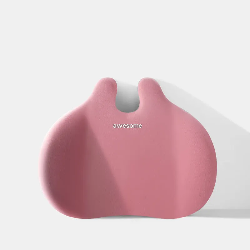 Automotive headrest and lumbar support pillow set in coordinated colours for car comfort