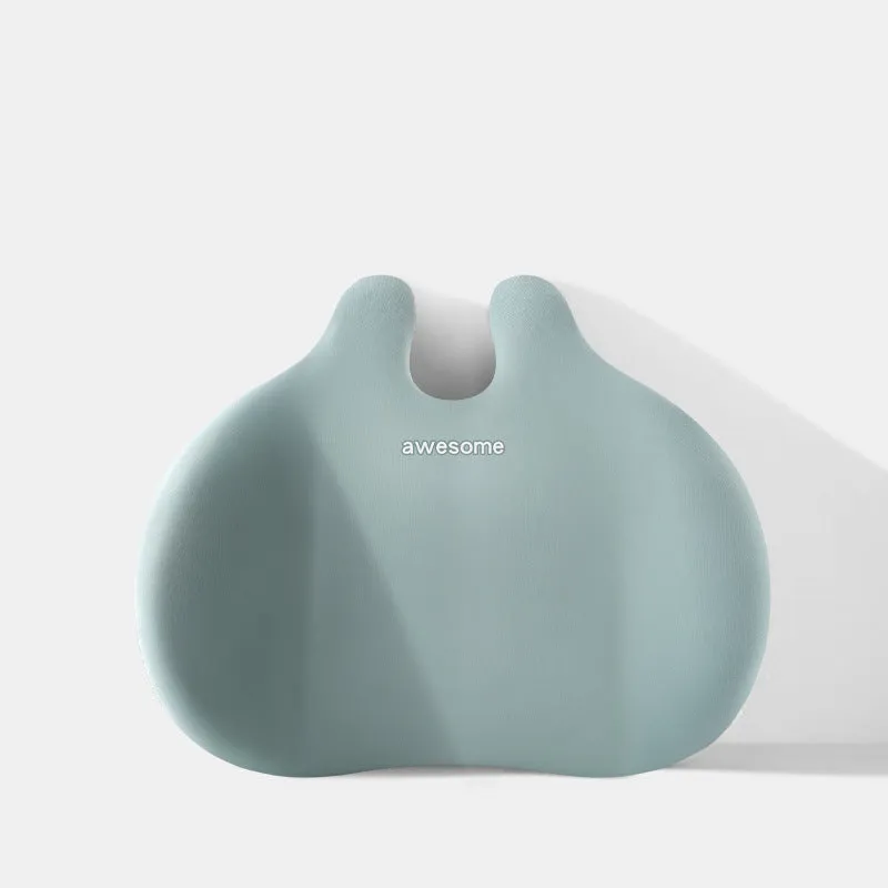 Automotive headrest and lumbar support pillow set in coordinated colours for car comfort