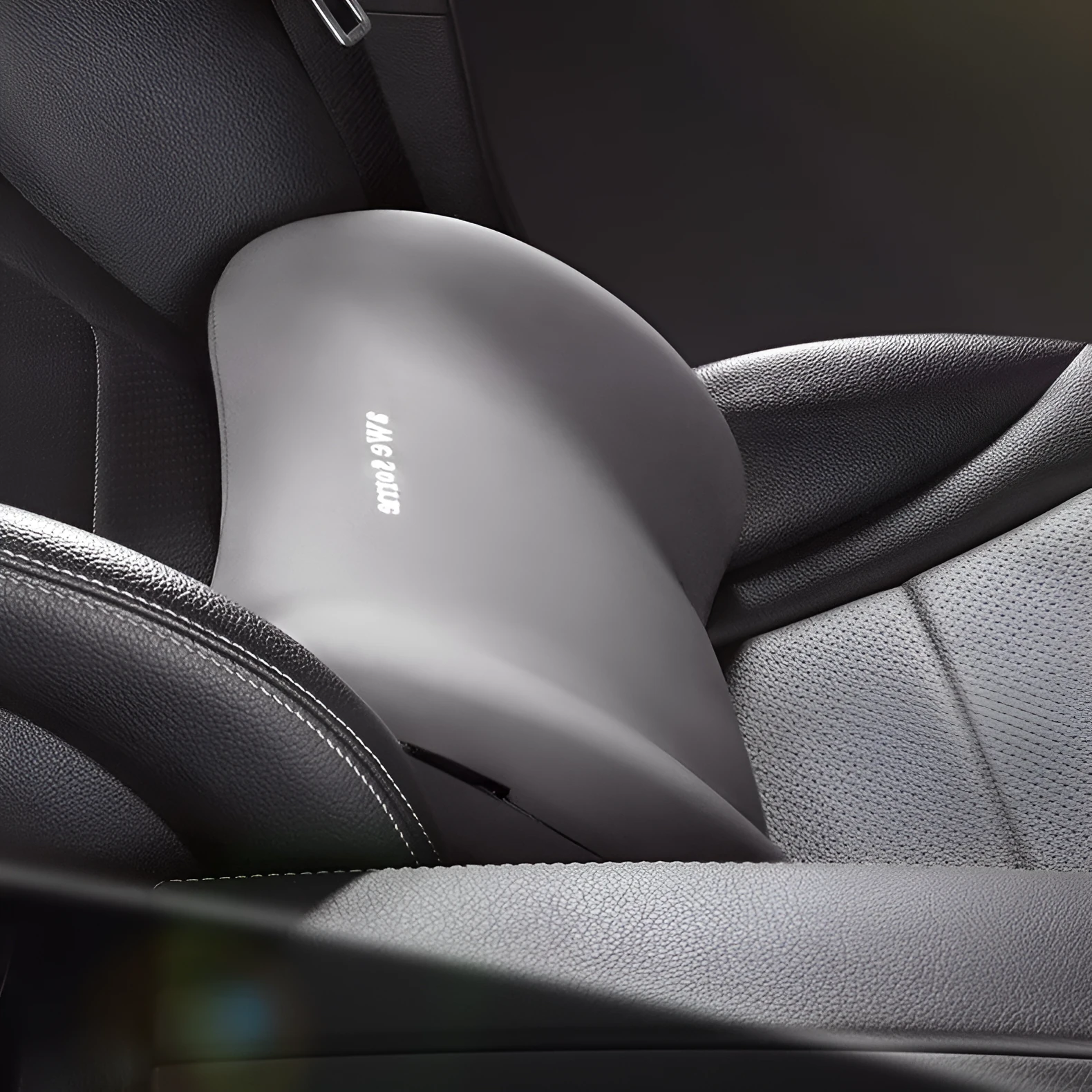 Automotive headrest and lumbar support pillow set in coordinated colours for car comfort