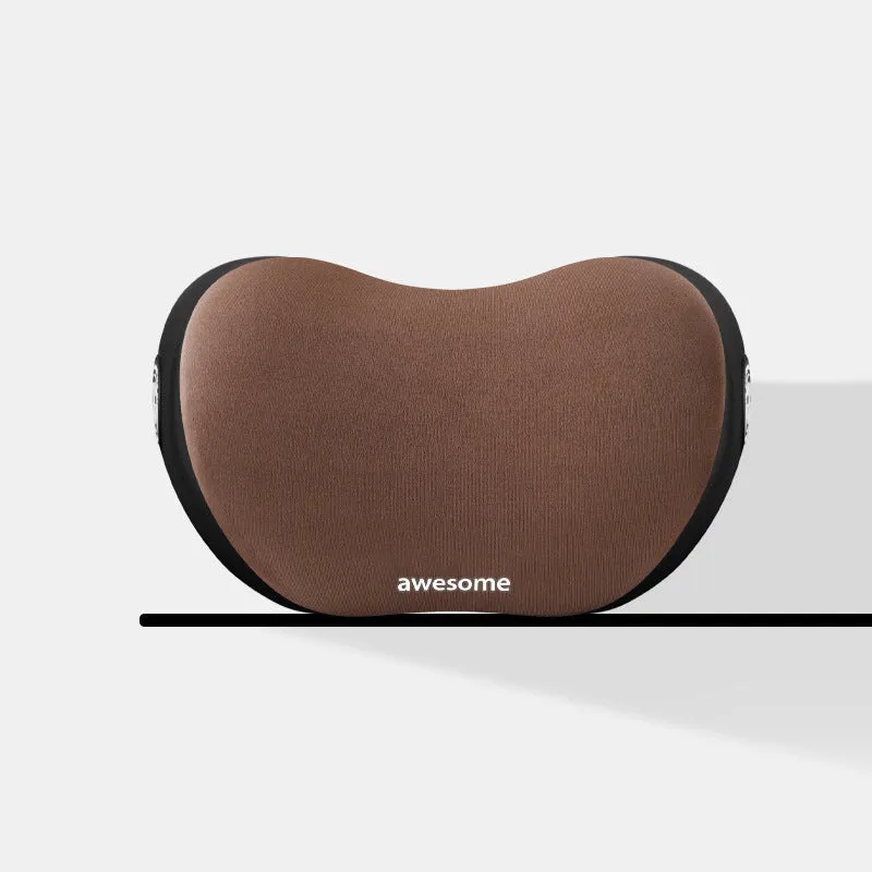 Automotive headrest and lumbar support pillow set in coordinated colours for car comfort