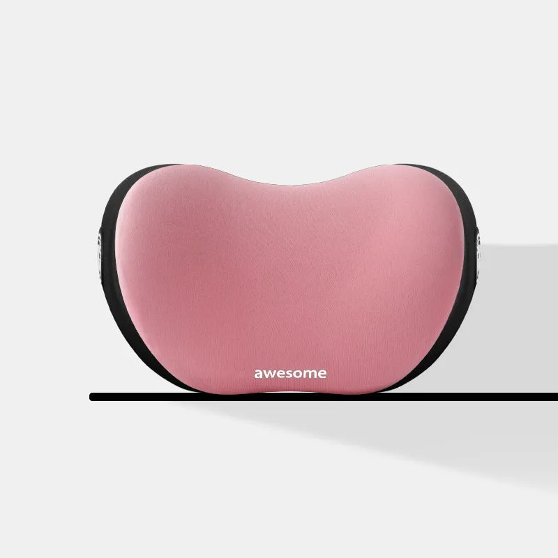 Automotive headrest and lumbar support pillow set in coordinated colours for car comfort