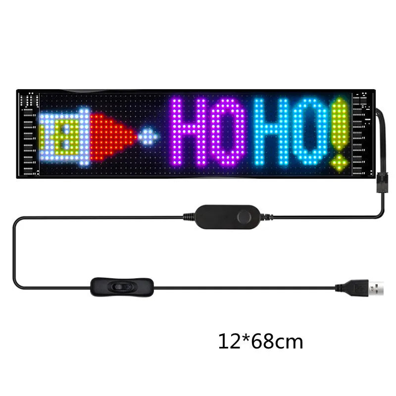 Programmable car LED sign with 7x17cm full-colour display showing custom text animation