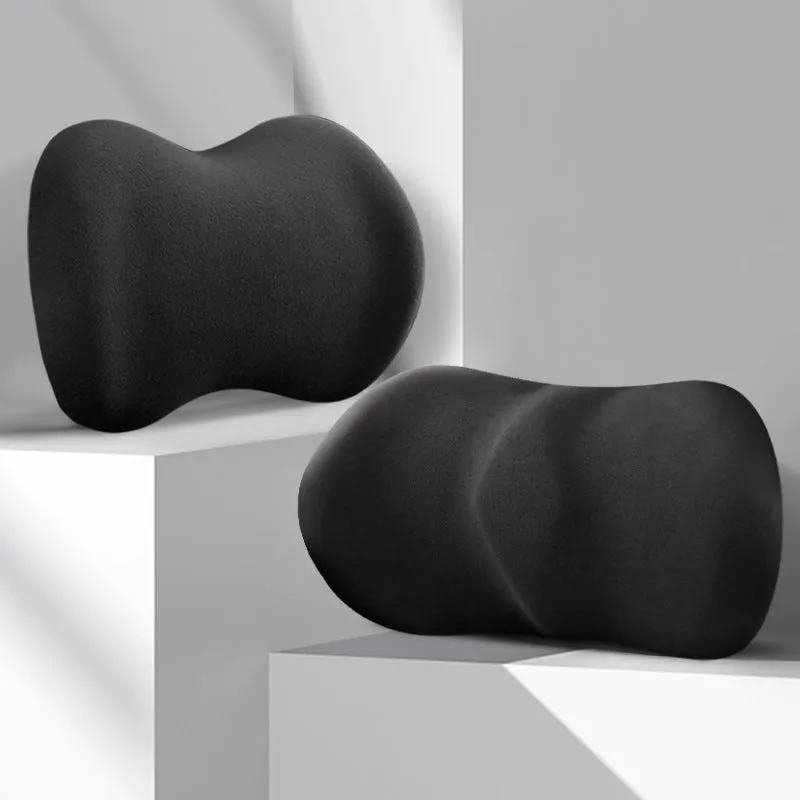 Car headrest pillow and lumbar support cushion set in multiple colour options