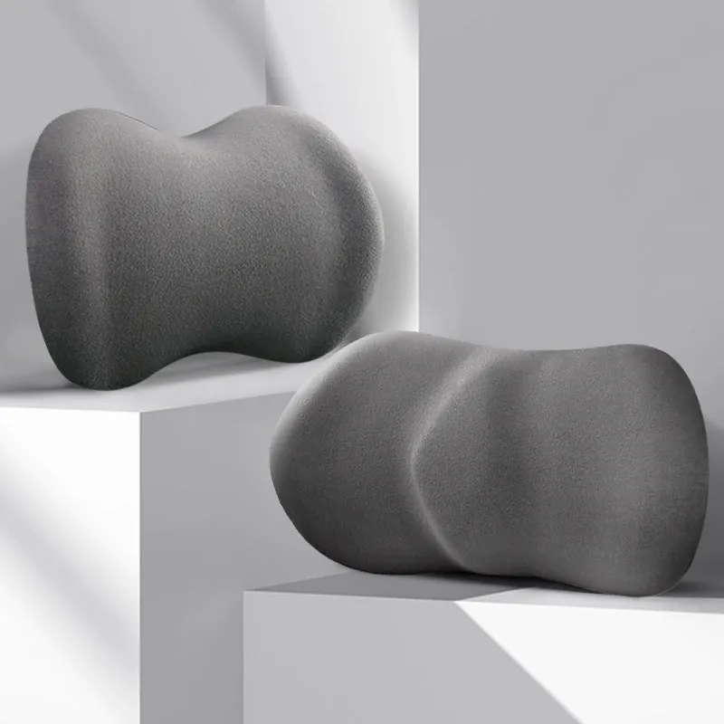 Car headrest pillow and lumbar support cushion set in multiple colour options