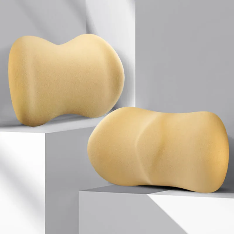 Car headrest pillow and lumbar support cushion set in multiple colour options