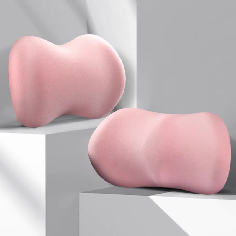 Car headrest pillow and lumbar support cushion set in multiple colour options