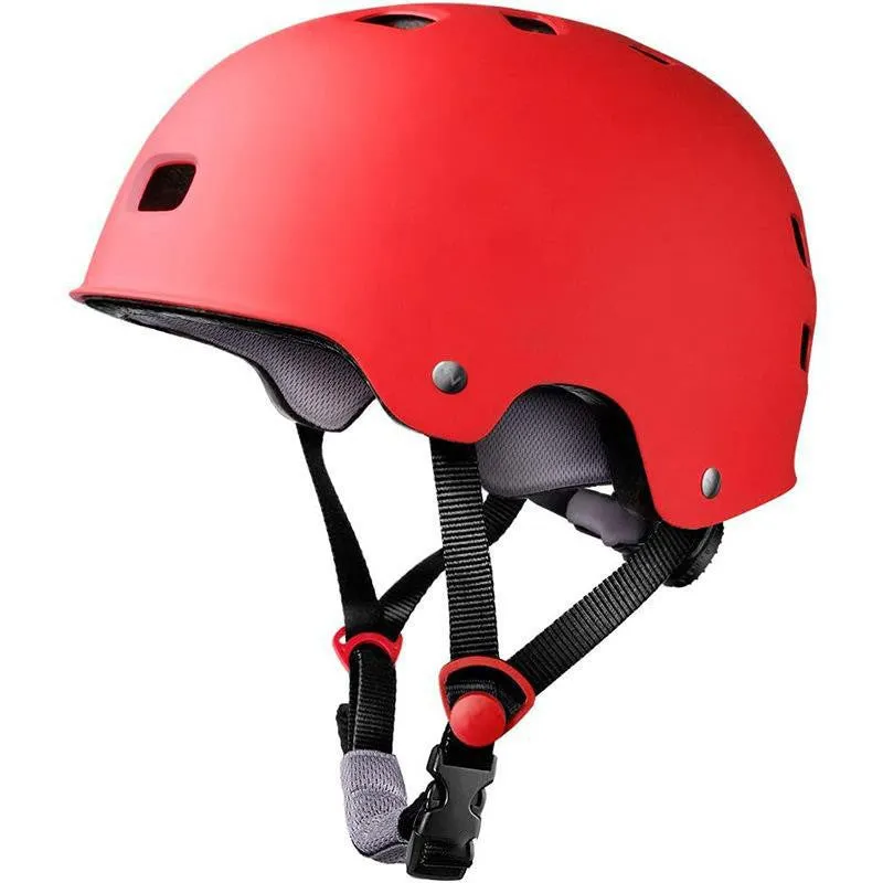Solid colour skateboarding helmet for children and teenagers, shown in various sizes and colours including red, blue, and black.