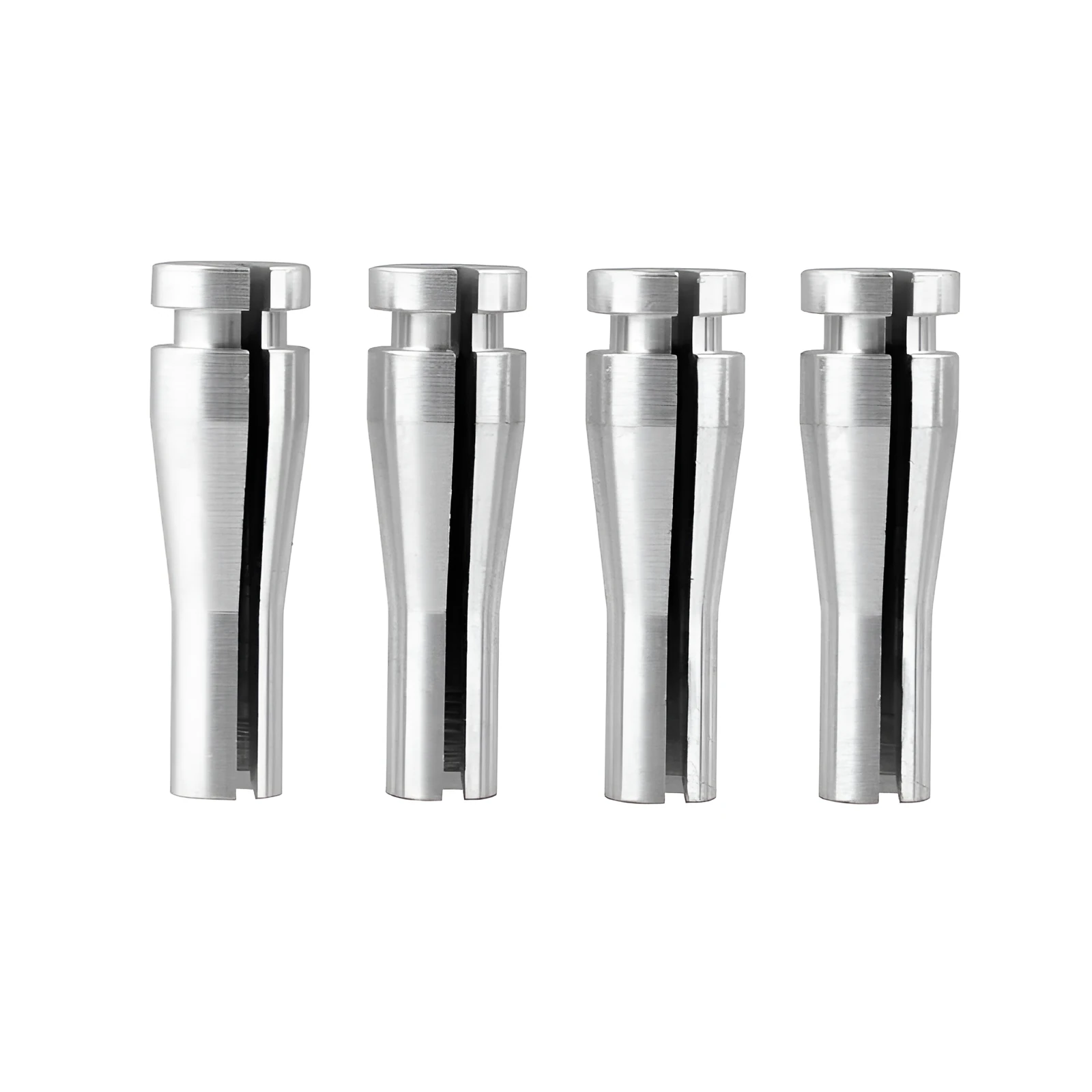 Four silver aluminium automotive repair parts for Ford truck cab rear latch mechanism