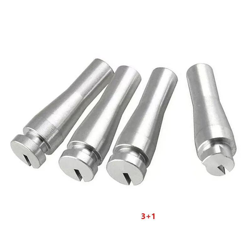 Four silver aluminium automotive repair parts for Ford truck cab rear latch mechanism