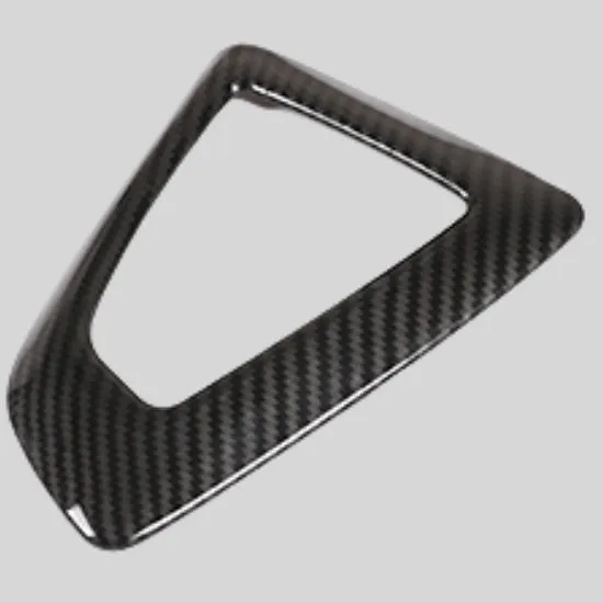 BMW dashboard gear base frame sticker with carbon fibre pattern, 13cm by 9cm
