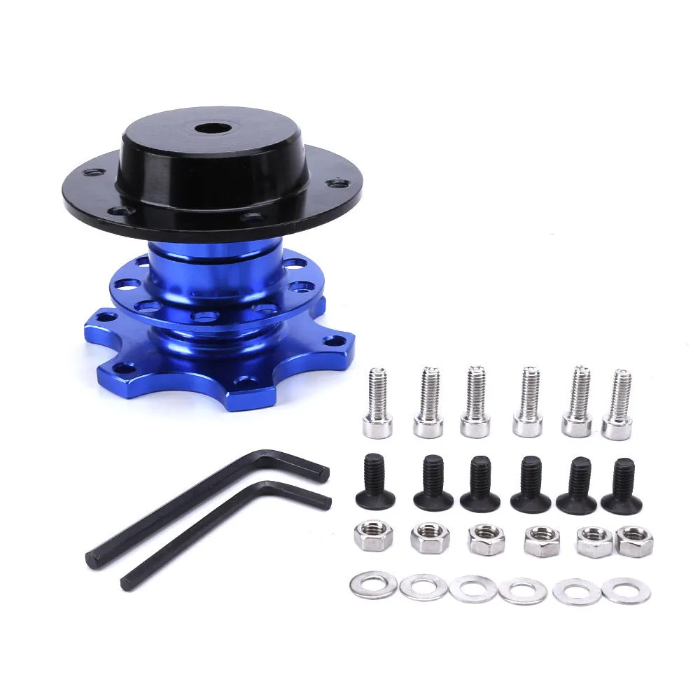 Car steering wheel quick release adapter device in black, red, blue, silver or gold for vehicle modification