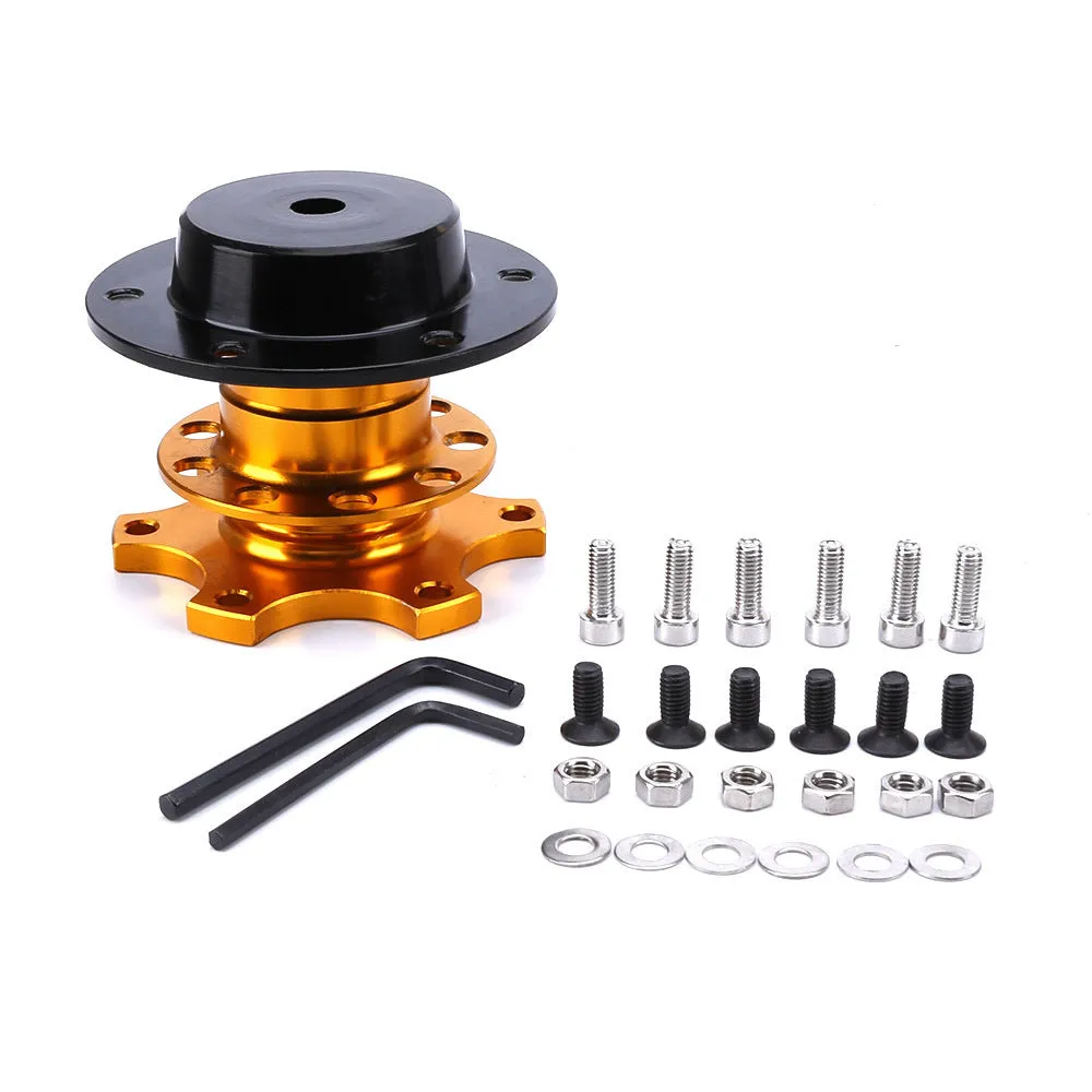 Car steering wheel quick release adapter device in black, red, blue, silver or gold for vehicle modification