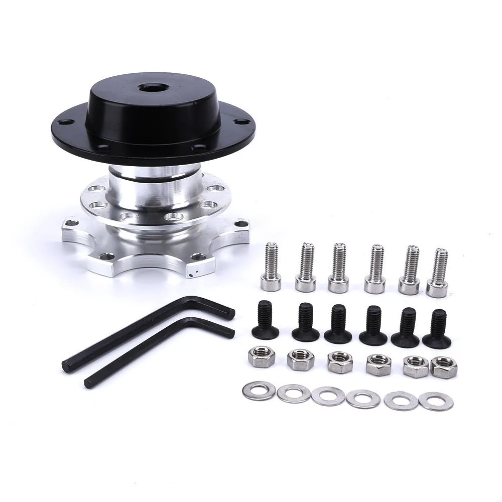 Car steering wheel quick release adapter device in black, red, blue, silver or gold for vehicle modification