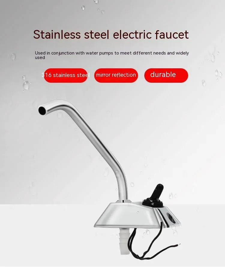 Electronic control RV faucet with rotating spout made from mirror-polished 316 stainless steel