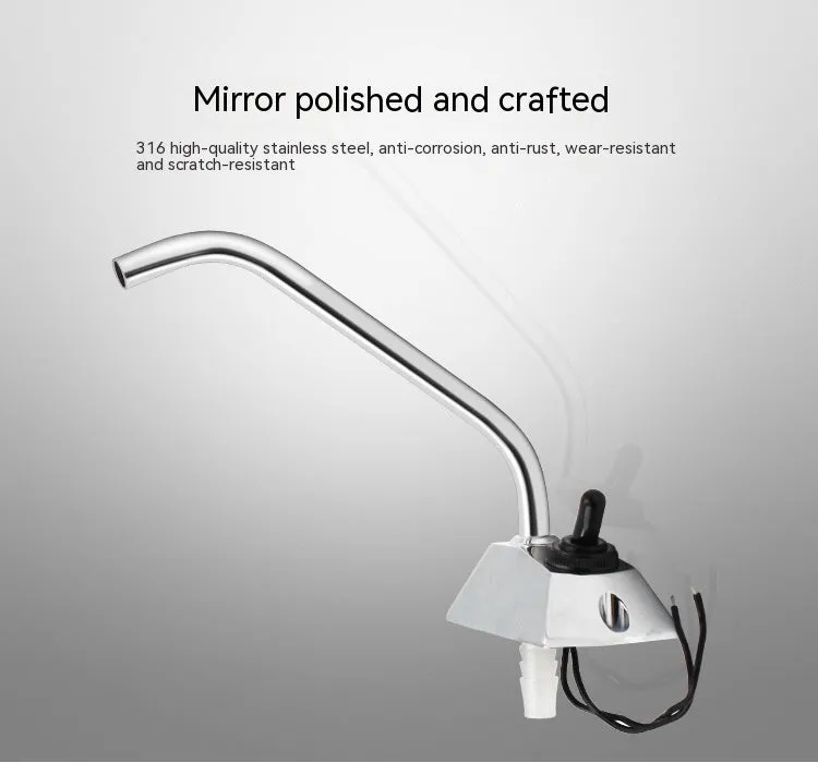 Electronic control RV faucet with rotating spout made from mirror-polished 316 stainless steel