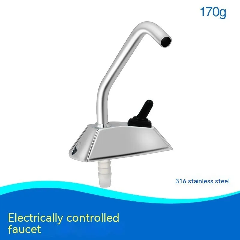 Electronic control RV faucet with rotating spout made from mirror-polished 316 stainless steel