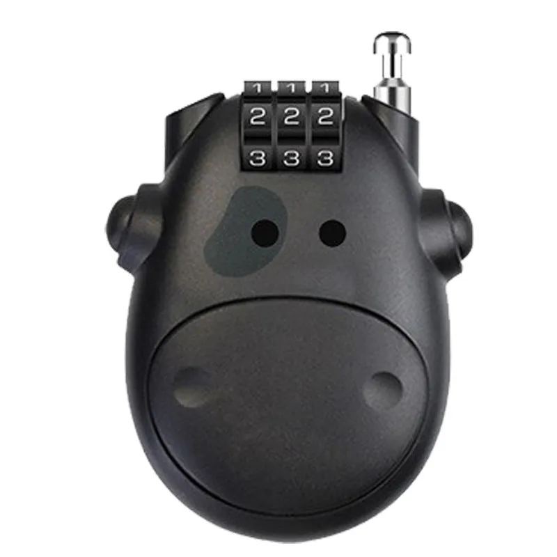 Retractable bicycle motorcycle helmet lock with ABS plastic housing and 1 metre wire rope cable extended
