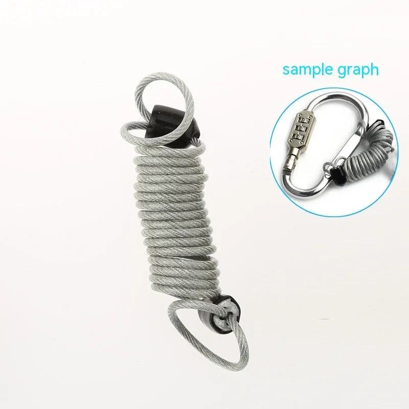 Retractable bicycle motorcycle helmet lock with ABS plastic housing and 1 metre wire rope cable extended