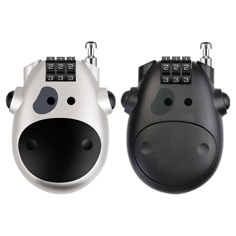 Retractable bicycle motorcycle helmet lock with ABS plastic housing and 1 metre wire rope cable extended