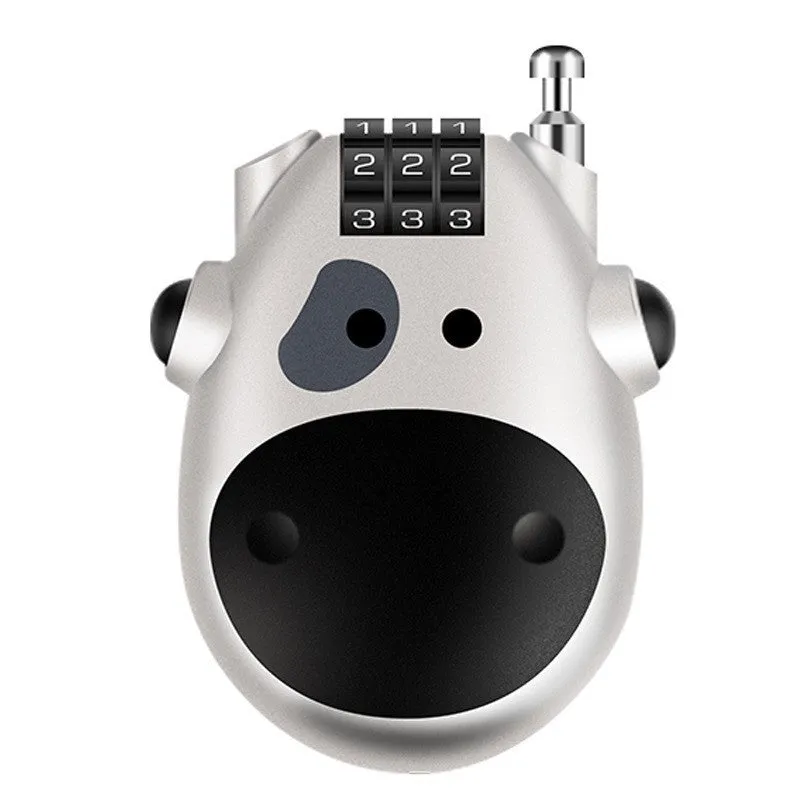 Retractable bicycle motorcycle helmet lock with ABS plastic housing and 1 metre wire rope cable extended