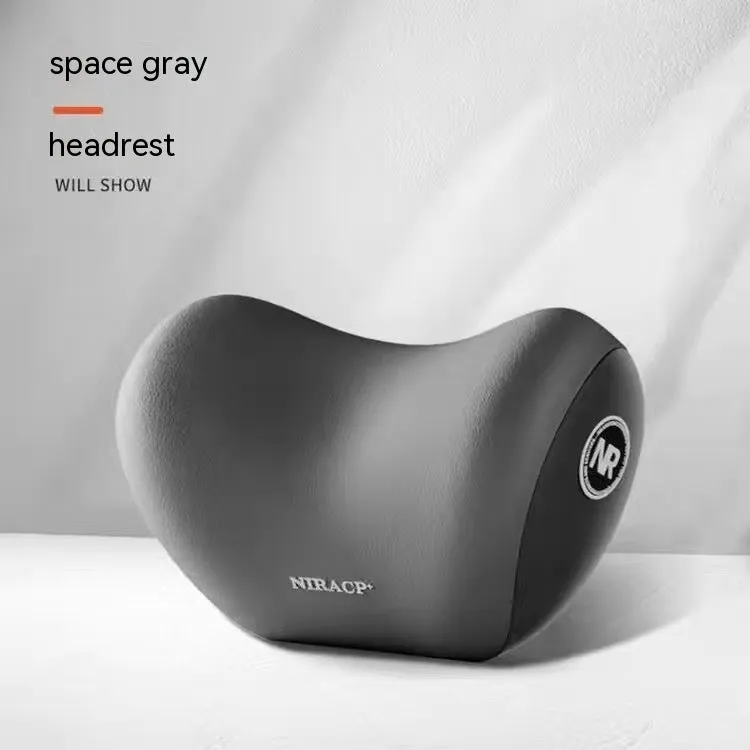 Car lumbar support and headrest pillow set in memory foam with milk silk cover