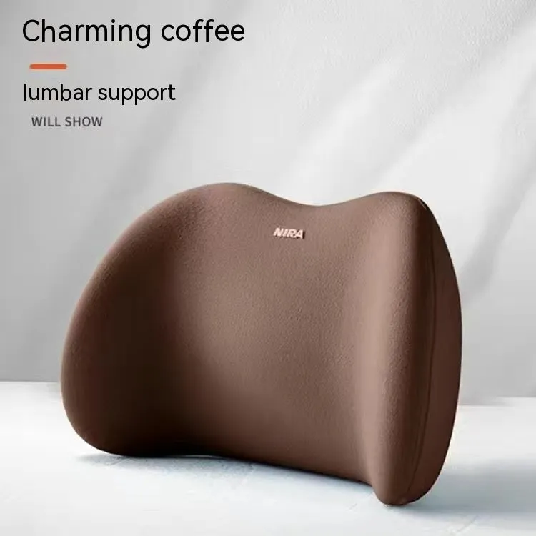 Car lumbar support and headrest pillow set in memory foam with milk silk cover