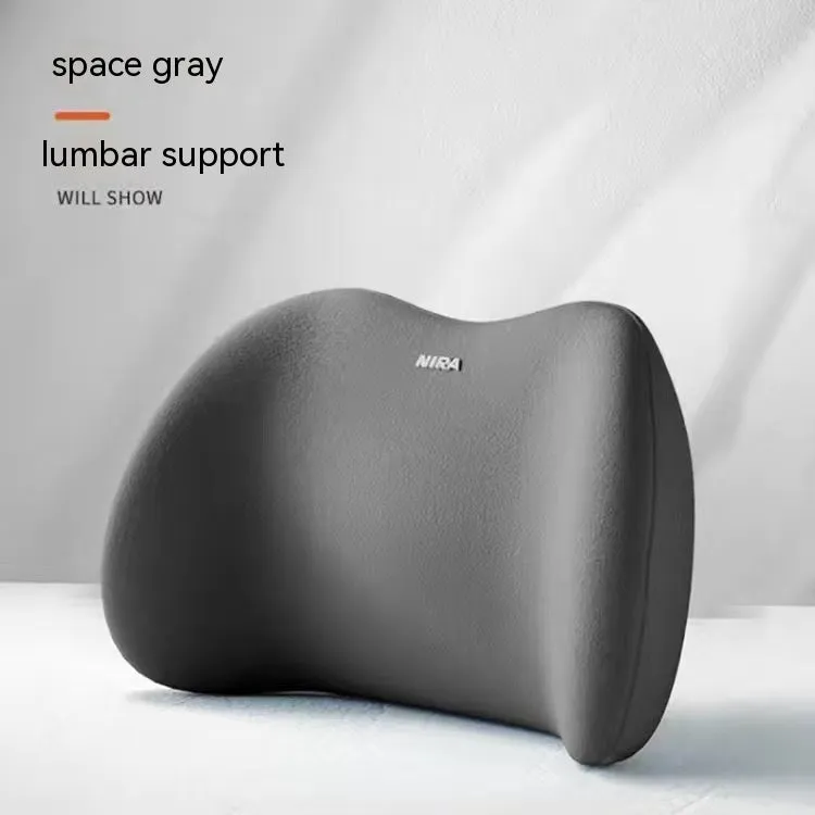 Car lumbar support and headrest pillow set in memory foam with milk silk cover