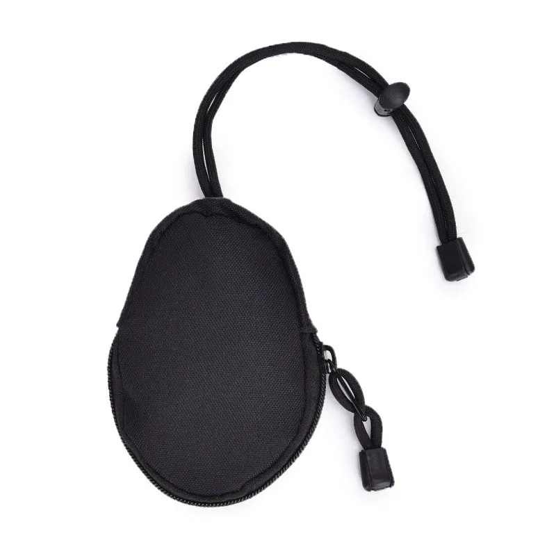 Outdoor multifunctional key bag made from Oxford cloth with telescopic rope, shown in black colour.