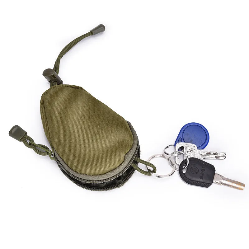 Outdoor multifunctional key bag made from Oxford cloth with telescopic rope, shown in black colour.