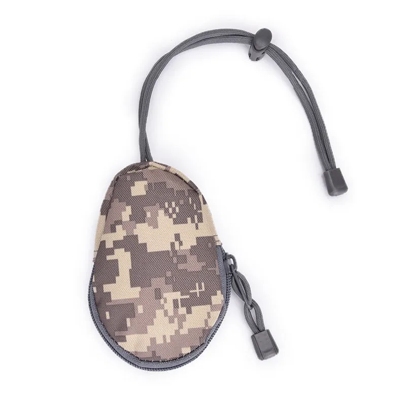 Outdoor multifunctional key bag made from Oxford cloth with telescopic rope, shown in black colour.