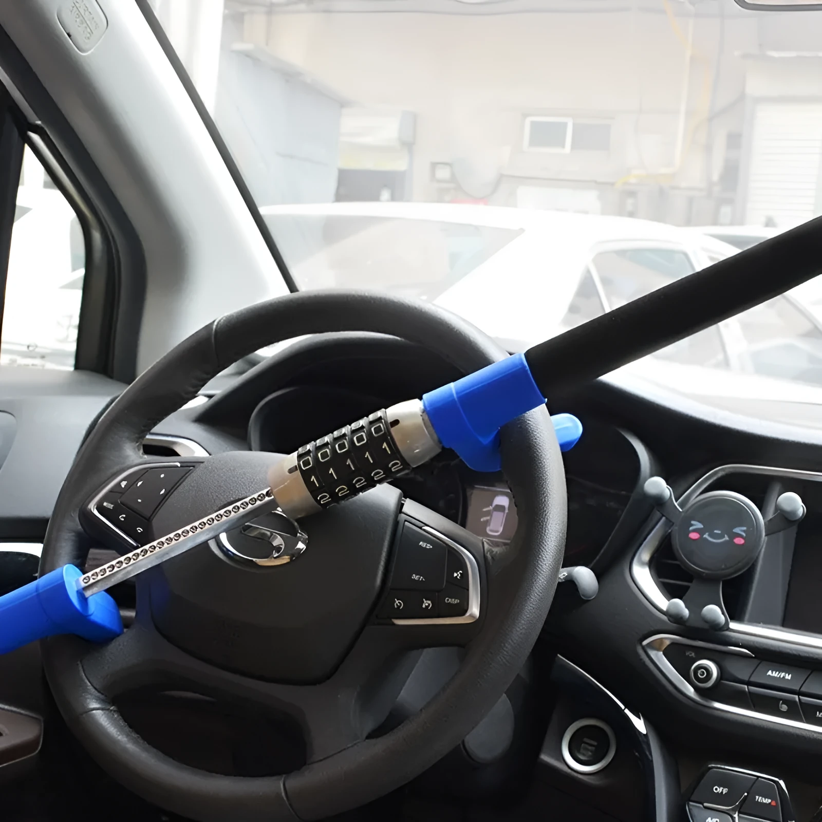 Car anti-theft password steering wheel U-lock in alloy steel with black, blue, and red colour options