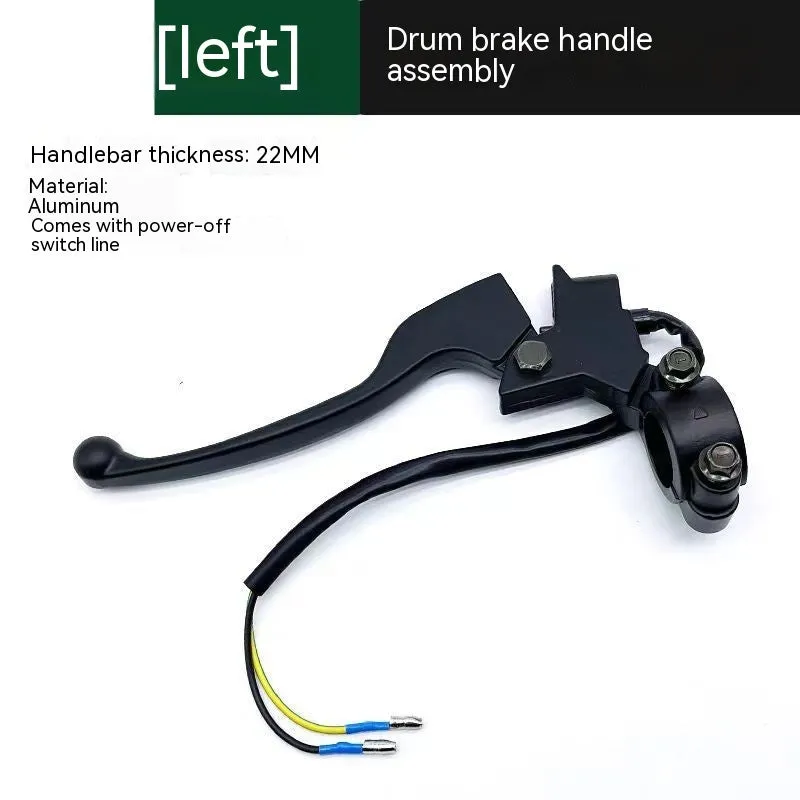 Aluminium alloy brake handle assembly with 22mm thick handle and integrated power off switch line
