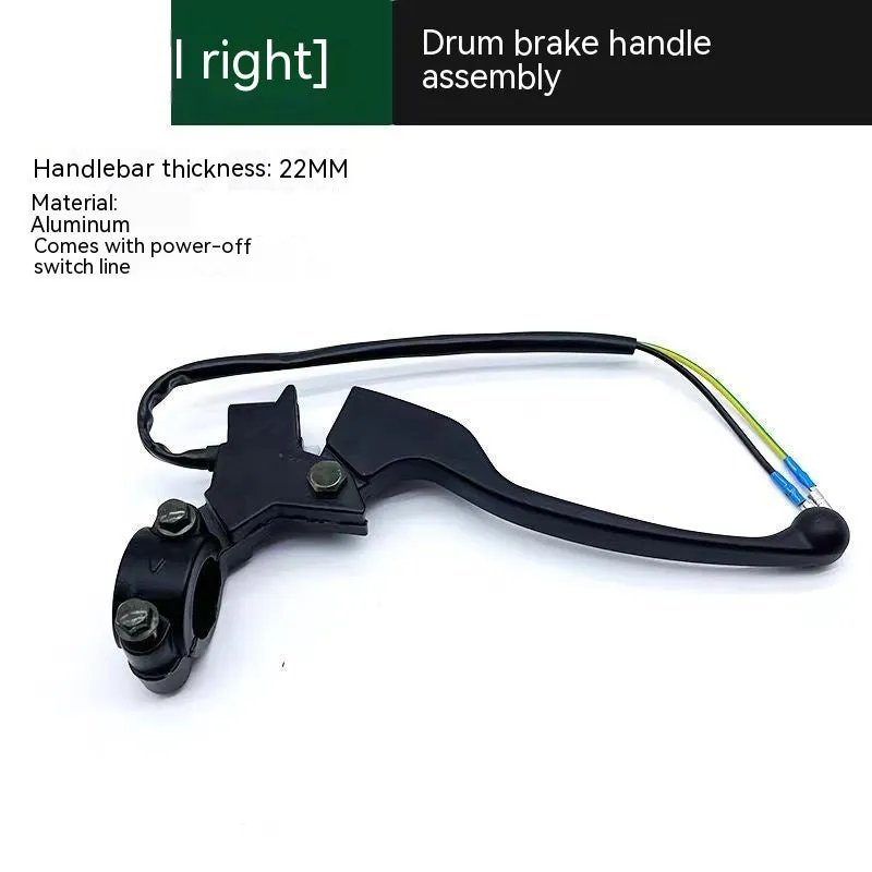 Aluminium alloy brake handle assembly with 22mm thick handle and integrated power off switch line