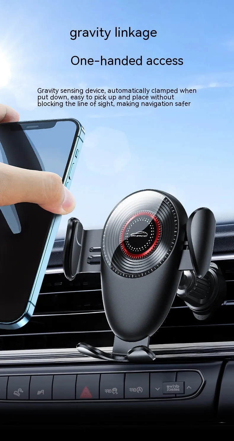 Black car mobile phone bracket mounted on car air vent for hands-free use