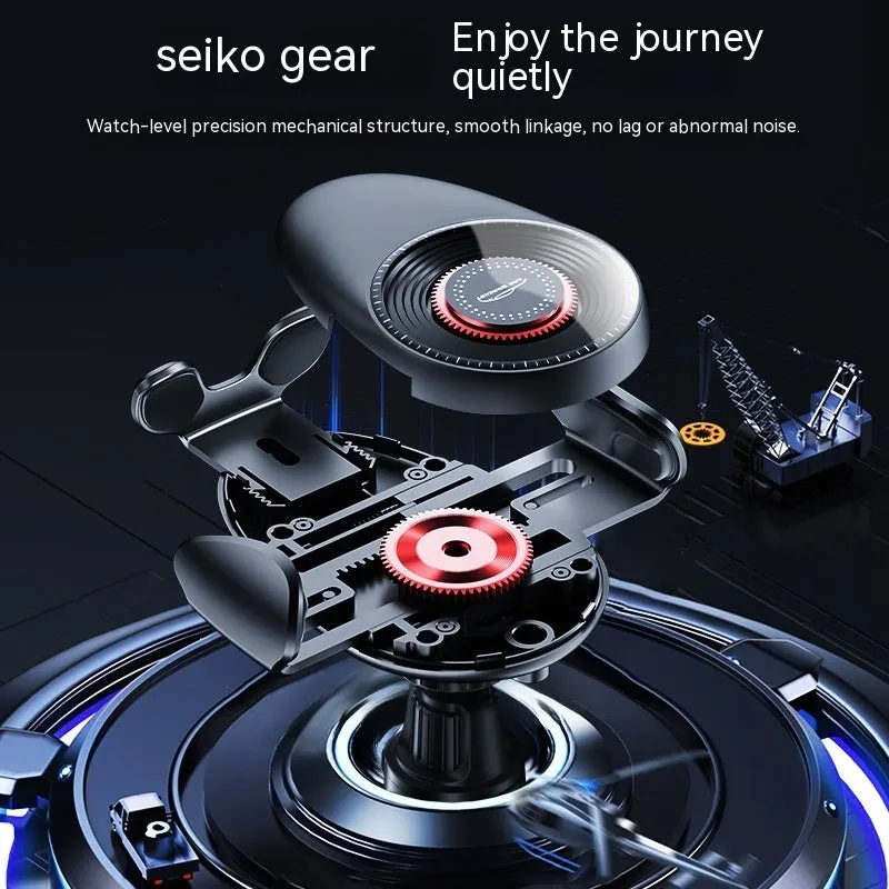 Black car mobile phone bracket mounted on car air vent for hands-free use