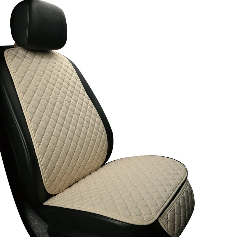 Linen car seat cushion in choice of six colours including cream, coffee, red, gold, black on car seat