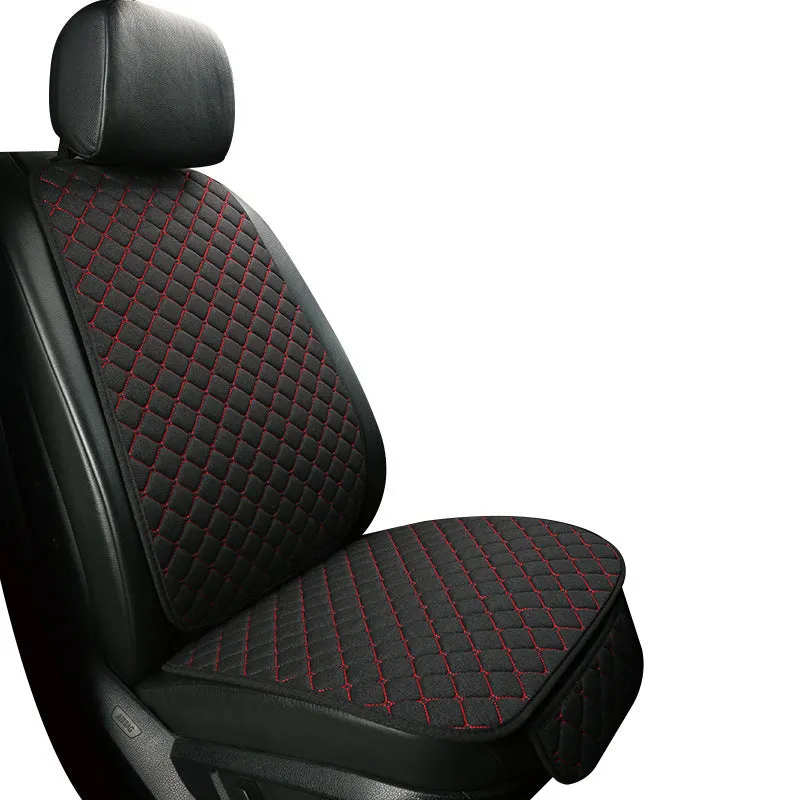 Linen car seat cushion in choice of six colours including cream, coffee, red, gold, black on car seat