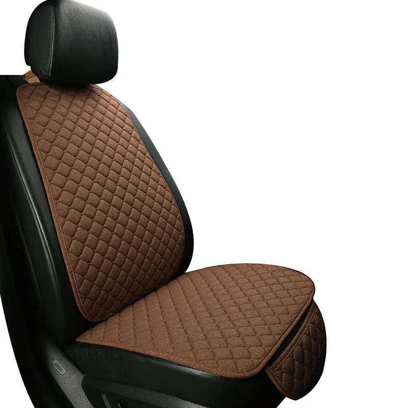 Linen car seat cushion in choice of six colours including cream, coffee, red, gold, black on car seat