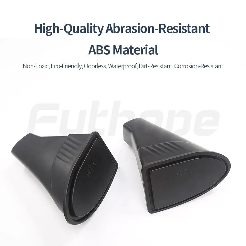 Two black plastic car trash cans designed for Tesla Model Y door pockets.