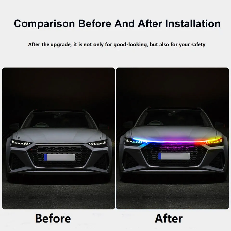 Flexible PVC LED light strip for installing on a General Motors vehicle engine cover.
