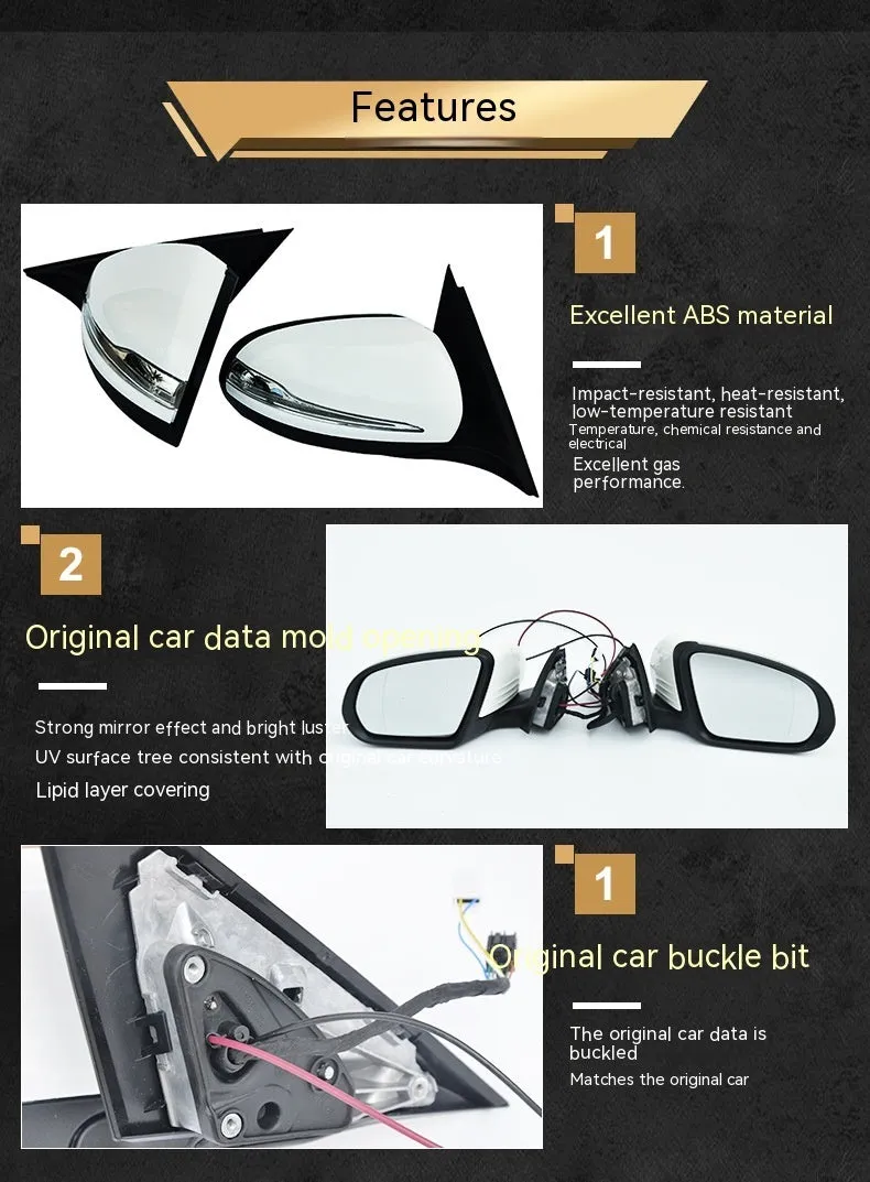 Mercedes W205 C-Class rearview mirror assembly replacement reflector in ABS plastic
