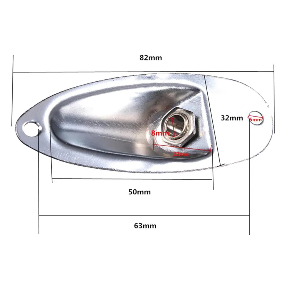 Electric guitar ST boat output socket in black and silver alloy construction