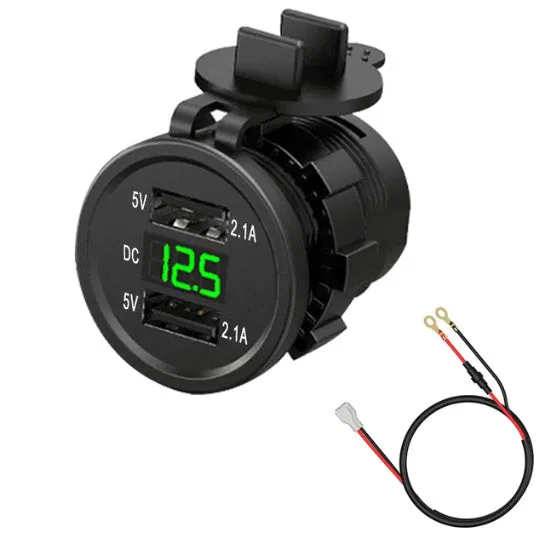 Waterproof motorcycle USB car charger with snap-on design for 12V cigarette lighter sockets.