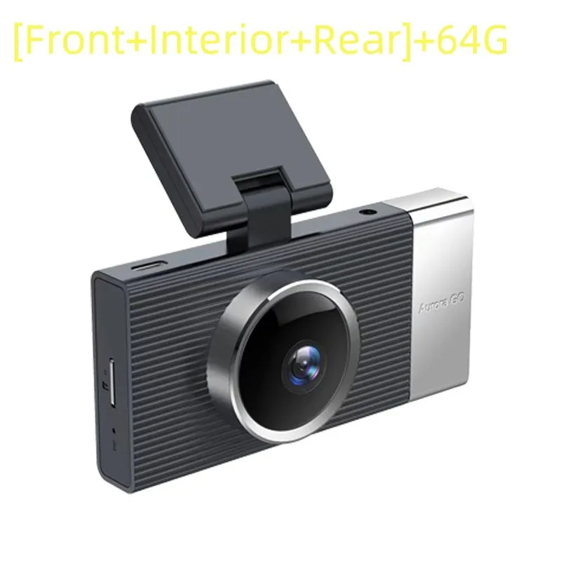 Wi-Fi connected driving recorder with a 3-inch screen and multiple lens options for car front, interior, and rear.